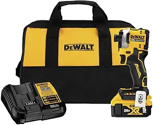 کیت درایور ضربه ای بی سیم DEWALT ATOMIC 20V MAX 1/4 in. Brushless Cordless Impact Driver همراه با باتری و شارژر (DCF850P1)