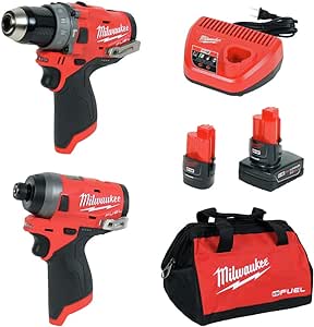 دریل چکشی Milwaukee 2598-22/M12 -1/2in with Impact -1/4in (2 قطعه)