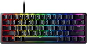 صفحه‌کلید بازی فشرده Razer Huntsman Mini 60%، سوئیچ بنفش، سوئیچ‌های اپتیکال-مکانیکی کلیکی، کلاه‌کلیدهای Doubleshot PBT، کابل USB-C قابل جدا شدن، چیدمان US – مشکی