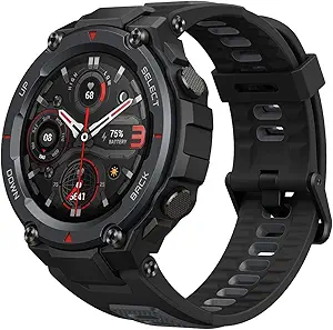 ساعت هوشمند Amazfit T-Rex Pro 48mm، دارای گواهینامه نظامی مقاوم، GPS، باتری 18 روزه، ضربان قلب و نظارت بر خواب، 10 دستگاه ATM مقاوم در برابر آب، بیش از 100 حالت ورزشی، برای iPhone Android (مشکی)