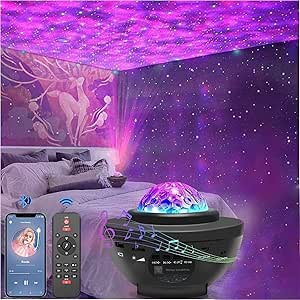 پروژکتور SKY-TOUCH Galaxy Star 3 در یک شب، چراغ شب بلوتوث 10 رنگ با ریموت تایمر و قابل شارژ، دکور اتاق نشیمن اتاق خواب کودکان نور شب