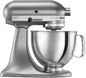 میکسر پایه هد تیلت سری 5 KitchenAid Artisan سری 5 با شیلد ریزشی KSM150PS، نقره ای کانتور