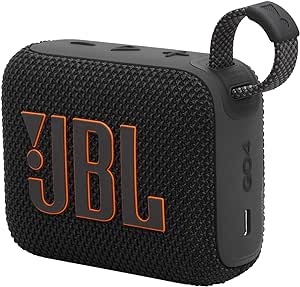 اسپیکر ضد آب فوق قابل حمل JBL Go4 با AURACAST، صدای قدرتمند، ضد گرد و غبار، پخش جریانی بلوتوث بی سیم، 7 ساعت زمان پخش، مشکی