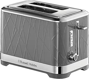 توستر ساختاری Russell Hobbs 28092، 2 Slice – طراحی معاصر با قابلیت Lift and Look با تنظیمات یخ زده، لغو و گرم کردن مجدد، خاکستری