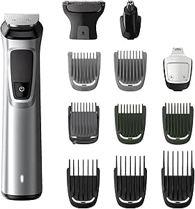 فیلیپس 13 در 1 Multigroom سری 7000 | اصلاح مردانه | فناوری DualCut | ریش ریش تراش دقیق | موبر | اصلاح بدن | موی گوش و بینی | تیغه های فلزی خود تیز شونده | MG7715/13