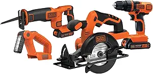 کیت ترکیبی ابزار برق 20 ولت MAX BLACK+DECKER، مجموعه ابزار برقی بی سیم 4 ابزاری با 2 باتری و شارژر (BD4KITCDCRL)