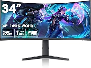 KOORUI 21:9 WQHD 3440 * 1440 4K (HDR 400) 34 اینچ 1800R مانیتور بازی منحنی، 165 هرتز MPRT 1MS (AMD FreeSync Premium Nvidia G-SYNC) Hdmi DP 90% OSDker Computer Game