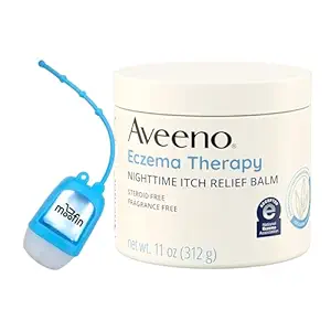 Aveeno moofin Eczema Therapy Itch Balm، 11 Oz – کرم اگزما با فرمول مرطوب کننده کلوئیدی جو دوسر و سرامید | همراه با محلول ضدعفونی کننده دست، مراقبت از پوست غیر چرب [بسته 1 عددی]