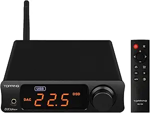 تقویت کننده هدفون DX3pro+ LDAC – ES9038Q2M XU208 NFCA Bluetooth5.0 رسیور صوتی پیش تقویت کننده USB/Opt/Coax DAC AMP با کنترل از راه دور (مشکی)