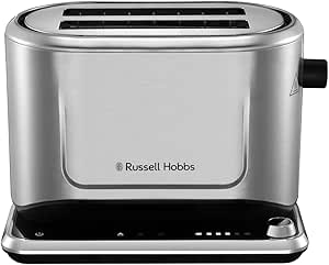 توستر Russell Hobbs 2 Slice Attentiv با فناوری Color Sense. زمان برشته کردن را با نوع نان تطبیق می دهد (تنظیمات مورد علاقه حفظ شده است، کنترل صفحه لمسی، بالابر و نگاه، 1640 وات، فولاد ضد زنگ) 26210