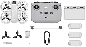 DJI Neo Fly More Combo، پهپاد با دوربین 4K UHD برای بزرگسالان و کودکان، پهپاد 135 گرمی دنبال من با Palm Takeoff، AI Subject Tracking، QuickShots، فیلم تثبیت شده، با RC-N3 و 3 باتری برای 60 پرواز