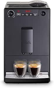 Melitta Solo E950-222، قهوه ساز جمع و جور دانه به فنجان با عملکرد قبل از دم کردن، کاپوچینو ساز اتوماتیک، 1400 وات، 1.2 لیتر، مشکی خالص، فولاد ضد زنگ