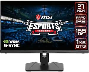 مانیتور IPS گیمینگ MSI Optix MAG274QRF-QD Esports – 27 اینچ، 16:9 WQHD (2560×1440)، 2K، Rapid IPS، 165 هرتز، 1 میلی‌ثانیه GTG، سازگار با G-SYNC، RGB، HDR، نقاط کوانتومی، نمایشگر 9%، Adobe HDMI، مشکی