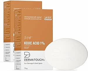 صابون DERMATOUCH Kojic Acid 1% با گلوتاتیون | برای پیگمانتاسیون و آسیب آفتاب | صابون مردانه و زنانه | مناسب برای انواع پوست | 75 گرم در 2