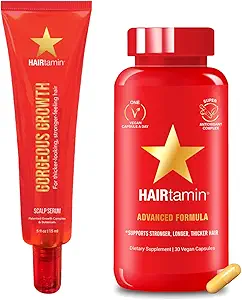 پک سرم مو و پوست سر پیشرفته HAIRtamin | کپسول و نمونه سرم بیوتین کاملا طبیعی وگان برای رشد مو، پوست و ناخن