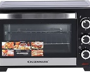 فر برقی Olsenmark 24 L with Rotisserie 1600W – قابل حمل با درب شیشه ای | چراغ نشانگر | تایمر 60 دقیقه ای | لوله گرمایش فولاد ضد زنگ – دمای قابل تنظیم