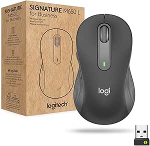 Logitech Signature M650 L for Business Wireless Mouse، برای دست های بزرگ، Logi Bolt، بلوتوث، SmartWheel – Graphite