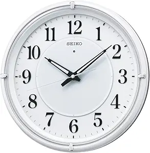 ساعت دیواری Seiko Clock KX393W، نورپردازی خودکار، امواج رادیویی، آنالوگ، قابل مشاهده در شب، نور خوب، NEO، نئو، سفید، مروارید