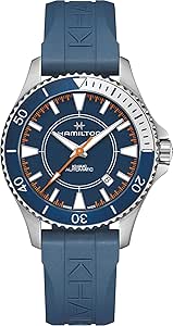 Hamilton Watch Khaki Navy Scuba Auto Syroco Edition Special | ساخت سوئیس | قاب استیل 40 میلی متری | ساعت آبی دیال آنالوگ | بند لاستیکی آبی (مدل: H82385340)