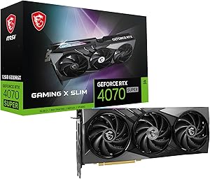 کارت گرافیک MSI Gaming RTX 4070 Super 12G Gaming X Slim (NVIDIA RTX 4070 Super, 192-bit, Boost Clock: 2655 MHz, 12GB GDRR6X 21 Gbps, HDMI/DP, Ada Lovelace Architecture)