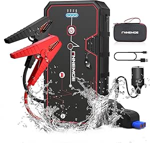 FNNEMGE Car Jump Starter 4000A Peak 21800mAh 12V Super Safe Jump Starter (حداکثر 8.0 لیتر گاز یا موتور 6.5 لیتر دیزل)، با شارژر تلفن قابل حمل 3.0 بسته USB Type-C.