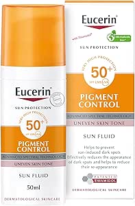 ضد آفتاب صورت Eucerin مایع ضد آفتاب حتی پرفکتور پیگمنت کنترل کننده با تیامیدول، محافظت بالا در برابر اشعه UVA/UVB، SPF50+، کاهش لکه های ناهموار پوست، 50 میلی لیتر