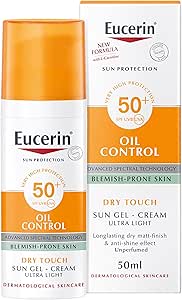 ژل کنترل روغن ضد آفتاب صورت اوسرین، کرم خشک، UVA/UVB بالا، SPF 50+، ضد آفتاب با بافت سبک، مناسب زیر آرایش، برای پوست های مستعد لک، 50 میلی لیتر