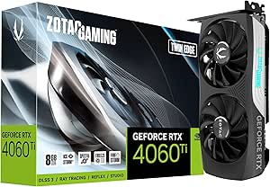 کارت گرافیک ZOTAC Gaming GeForce RTX 4060 Ti 8GB Twin Edge DLSS 3 8GB GDDR6 128 بیتی 18 گیگابیت بر ثانیه PCIE 4.0 Compact Gaming، خنک کننده پیشرفته IceStorm 2.0، نورپردازی Spectra RGB، ZT-D1061M