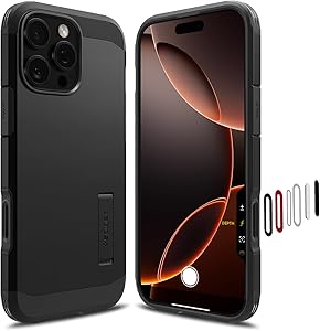 Spigen Tough Armor T (Ai) MagFit طراحی شده برای iPhone 16 Pro Max Case [جلد دکمه کنترل دوربین] [Kickstand] [محافظت درجه نظامی] سازگار با MagSafe – مشکی