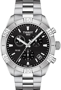 Tissot مردانه PR 100 ساعت کرونو کلاسیک لباس استیل ضد زنگ خاکستری T1016171105100