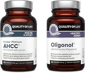 کیفیت زندگی – Kinoko Platinum AHCC 750mg و Oligonol Lychee Extract – پشتیبانی سیستم ایمنی و پیری سالم