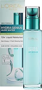 L’Oreal Paris Hydra Genius Hyaluronic Acid + مرطوب کننده مایع آلوئه ورا برای پوست های نرمال تا مختلط، آبرسانی و تقویت کننده 70 میلی لیتر