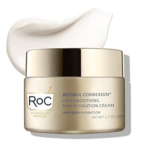 مرطوب کننده صورت RoC Retinol Correxion Max روزانه هیدراتاسیون ضد پیری با اسید هیالورونیک برای خطوط ریز، لکه های تیره، اسکارهای پس از آکنه، بدون روغن، جوراب های ساق بلند، 1.7 اونس (بسته بندی ممکن است متفاوت باشد)