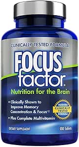 مکمل مغزی Focus Factor مولتی ویتامین بهبود حافظه و وضوح تقویت تمرکز انرژی عصبی یادگیری استدلال برای مردان و زنان 180 قرص