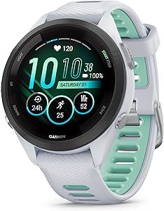 ساعت هوشمند Garmin Forerunner 265S، صفحه نمایش رنگارنگ AMOLED، معیارهای آموزشی و اطلاعات بازیابی، Whitestone و Neo Tropic 42 میلی متری