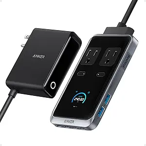 ایستگاه شارژ Anker Prime، نوار تغذیه USB C 240 واتی 8 در 1، سیم اتصال قابل جدا شدن 5 فوت، 2 AC، 4 USB C، 2 USB A، برای iPhone 15/14، لوازم جانبی دسکتاپ برای MacBook، خانه، دفتر (نه برای سفر)