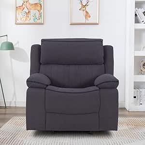 Danube Home Illumi 1 Seat Motion Recliner Chair I طرح مدرن مبل راحتی تک سرنشین I مبلمان اتاق نشیمن راحت 101x100x101 سانتی متر خاکستری دودی