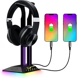 پایه هدفون Lengenda RGB با 2 پورت USB، جای هدفون برای گیمرها، میز لوازم جانبی کامپیوتر بازی، طراحی شده برای هدست های بازی یا هدست های بی سیم برای Xbox، PS5، PC