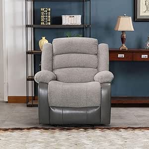 Danube Home Greensboro پارچه دستی 1 نفره Motion Recliner I طراحی مدرن صندلی استراحت تک نفره I مبلمان اتاق نشیمن راحت L 94 x W 90 x H 101 سانتی متر – خاکستری تیره