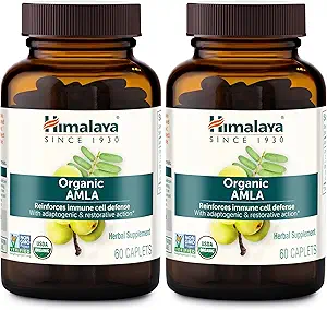 Himalaya Organic Amla/Amalaki برای حمایت فعال سیستم ایمنی و دفاع سلولی، 600 میلی گرم، 60 کپسول، عرضه 2 ماهه، 2 بسته