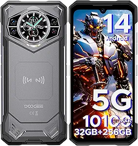 تلفن هوشمند مقاوم DOOGEE S200 5G با صفحه نمایش دوگانه 6.72 اینچی FHD + 1.32 اینچی، قفل تلفن مقاوم 10100 میلی آمپر ساعتی / 33 وات، تلفن همراه 32 گیگابایت + 256 گیگابایت، دوربین اندروید 14100 مگاپیکسل/شناسه اثرانگشت FC/GPS باز کردن قفل/N