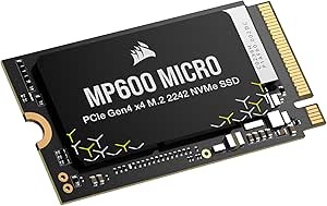 CORSAIR MP600 Micro 2TB M.2 NVMe PCIe x4 Gen4 SSD – M.2 2242 – تا 7000 مگابایت بر ثانیه خواندن متوالی – 3D TLC NAND با چگالی بالا – سازگار با لپ تاپ های Lenovo Legion Go و Thin PCIe 4.0 – مشکی