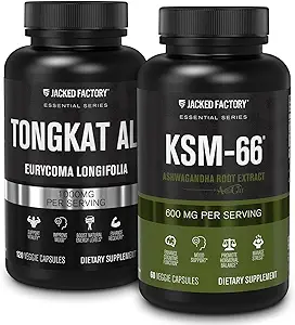 پشته مکمل Vitality Jacked Factory | KSM-66 (Ashwagandha) حاوی 5٪ بیانولید و عصاره اندونزی Tongkat Ali 200:1 برای حمایت از سرزندگی، افزایش سطح انرژی طبیعی و بهبود ریکاوری