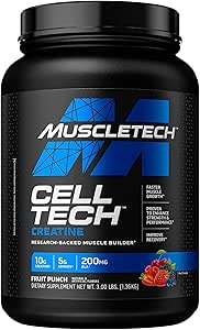 Muscletech Tech Tech Creatine Creaturine Buy-Buy-Builder برای رشد سریع عضلات ، تقویت عملکرد قدرت و بهبود نوشابه بازیابی پس از تمرین برای مردان و زنان ، پانچ میوه 3.00 پوند