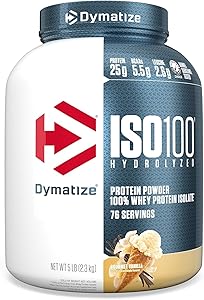 Dymatize ISO 100 0 کربوهیدرات آب پنیر وانیل ، 5 پوند