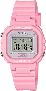 سری Casio LA20WH | ساعت دیجیتال زنان | مقاوم در برابر آب | چراغ LED | تقویم خودکار | نمایش تاریخ | کرنومتر 1/100 ثانیه | نگه داشتن زمان منظم (HR ، Min ، Sec ، PM ، تاریخ ، روز) | 5 سال بت