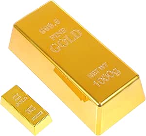 Kisangel 2 PCS BAR GOLD GOLD FAKE GOLDEN GOLDEN BRICK PLASTOND GOLDEN BAR PROP TEARTURE GAME TOY MOVIE PIRATE PARTY NAVINTY هدایای تازگی