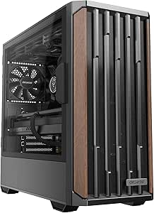 Okinos Genuine Walnut Wood Case ، پشتیبانی از رادیاتور 360 میلی متر در بالا ، از پیش نصب شده 4 x 120mm PWM FANS ATX ، درگاه Type-C ، پنل جانبی شیشه ای با کمبود مغناطیسی ، کیس رایانه سیاه ، Cypress 7