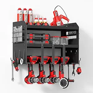 دیوار سازنده ابزار قدرت: سازمان ذخیره سازی سنگین ایستاده بدون سیم -3 لایه های سازمان دهنده گاراژ بزرگ با نگهدارنده مته -پیچ گوشتی قفسه ابزار فلزی متقار