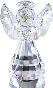 Hdcrystalgifts 3inch Crystal Guardian Guardian Angel Paperweight دکوراسیون شیشه ای فرشته تزئینات تزئینات هنری هدیه جمع آوری برای زنان (پاک)